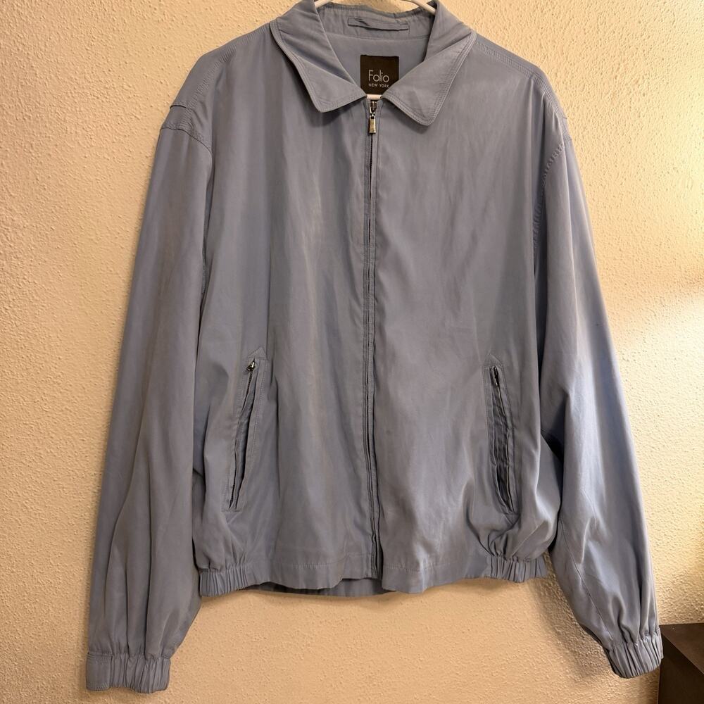 Vintage Folio New York Saks Fifth Avenue Blue Zip Up Jacket Mens L Harrington - Picture 1 of 16